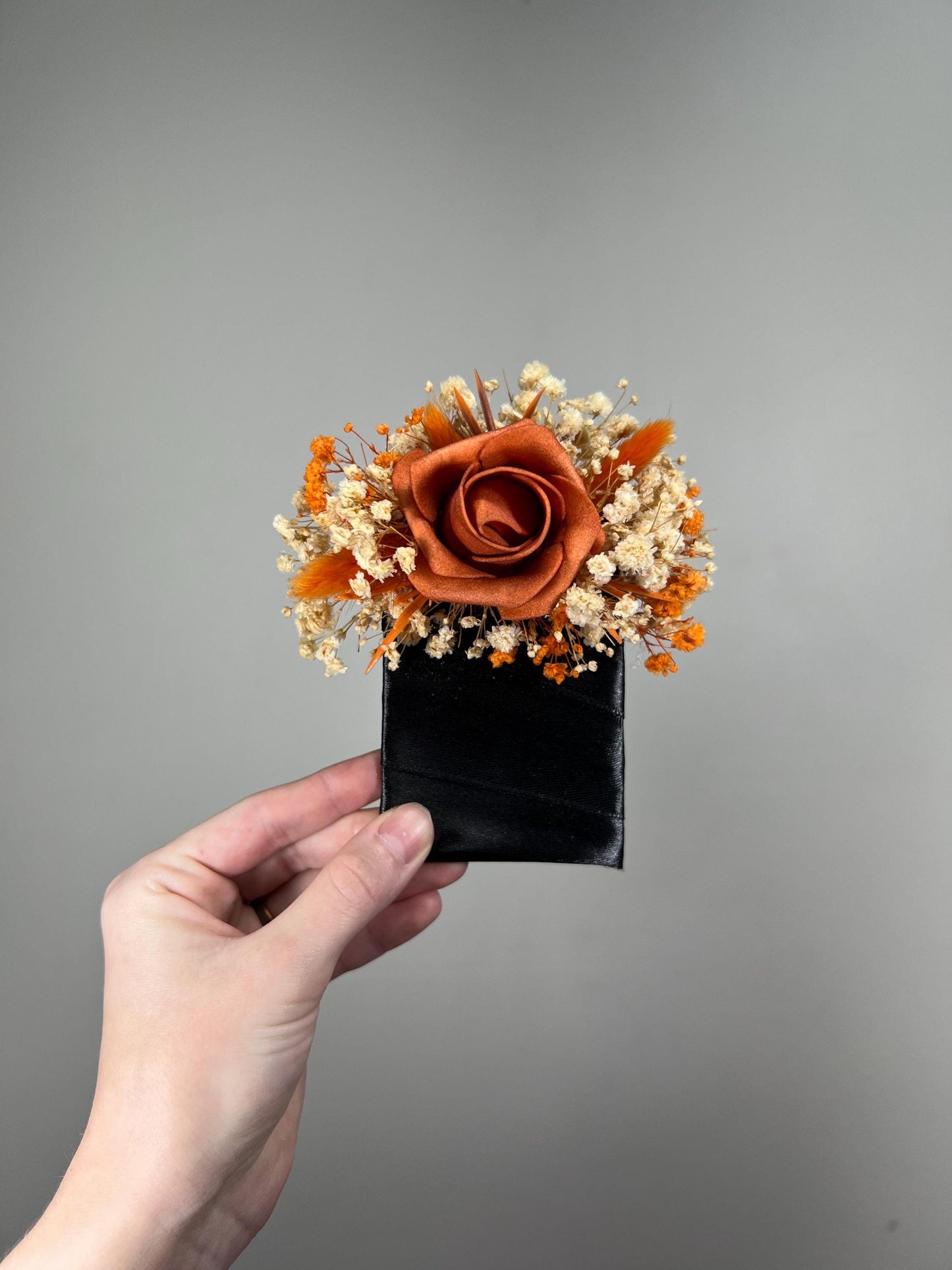 Terracotta Pocket Boutonnière Wedding Rust Square Boutonniere Groom Baby Breath Burnt Orange Boho Fall Pocket Boutonnière Groomsmen