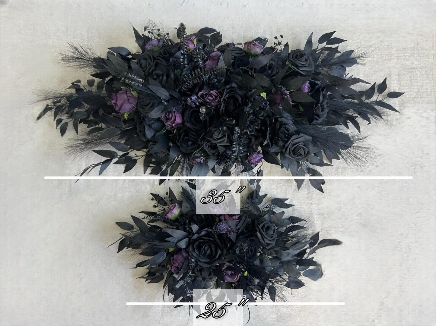 Black Plum Arch Arrangement Wedding Gothic Black Decor Arbor Arrangement Dark Purple Decor Swag Halloween Backdrop Plum Black Artificial