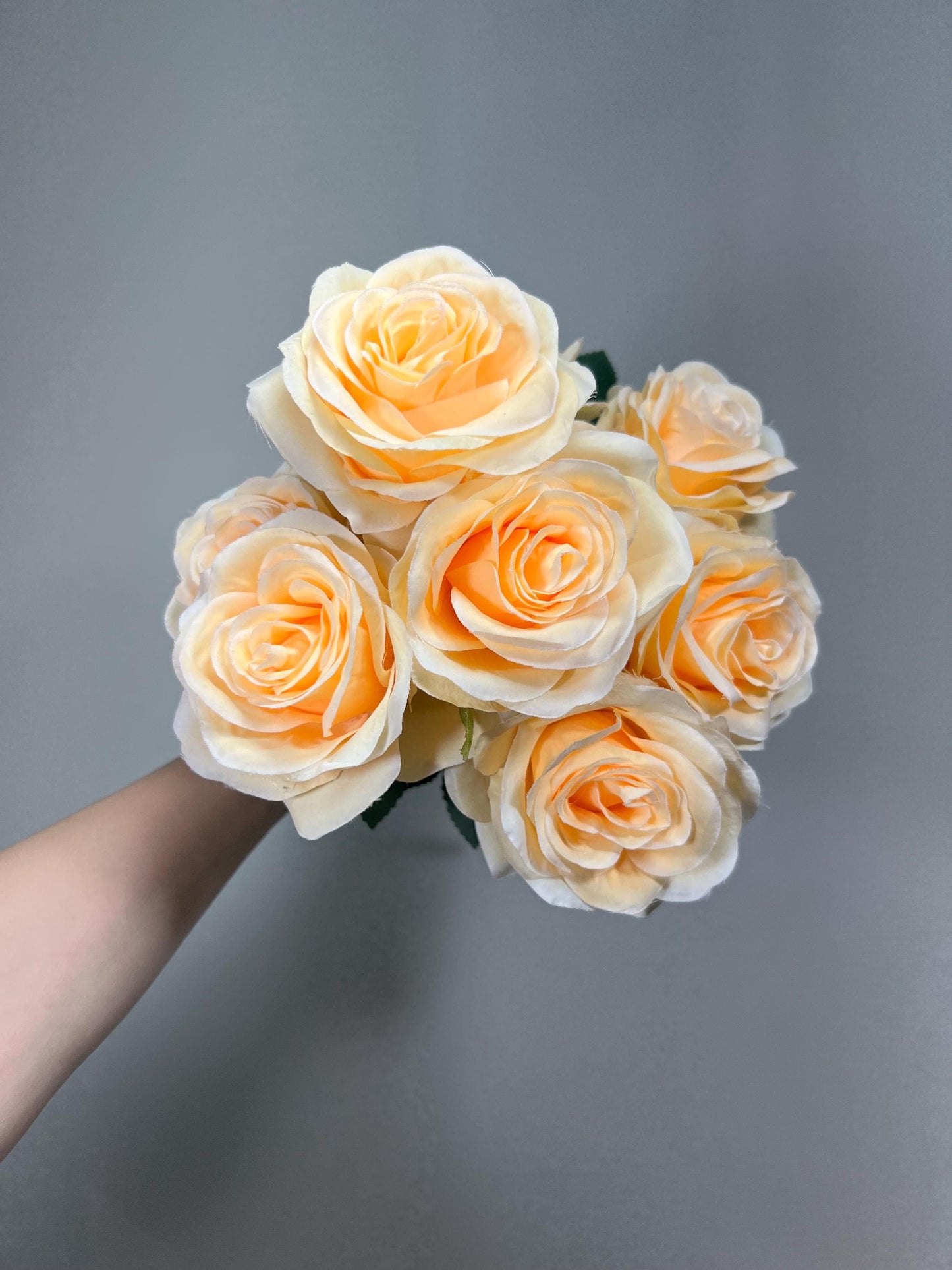 Champagne Flowers 1 Bundle Artificial Cream Flowers Wedding Soft Peach Flowers Silk Bouquet Ivory Flower Heads with Stems Pale Apricot