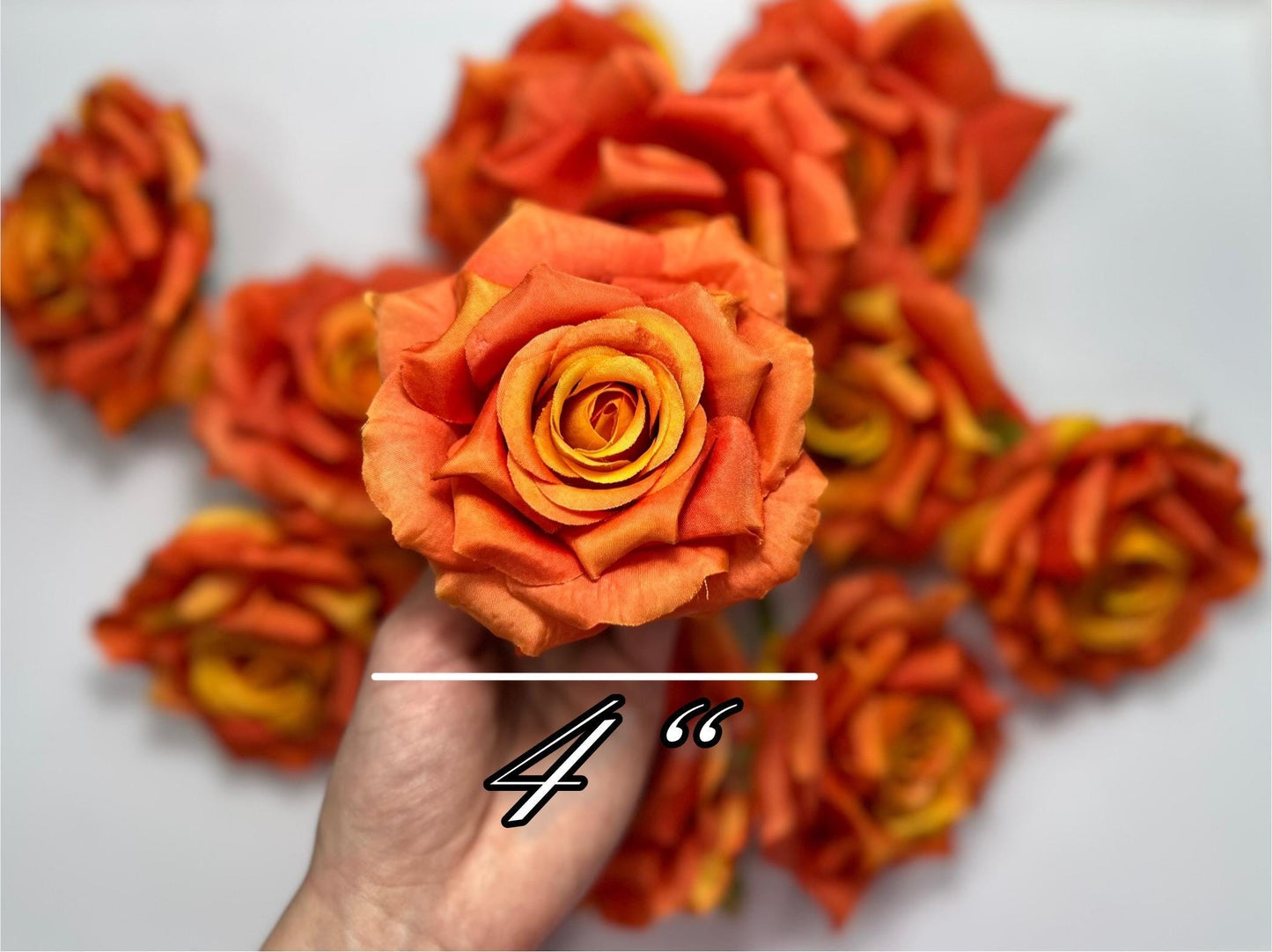 Burnt Orange Flower Head Artificial Rose Terracotta Flower Wedding Marigold Artificial Head Rose DIY Sunset Orange Craft Wedding Supplies