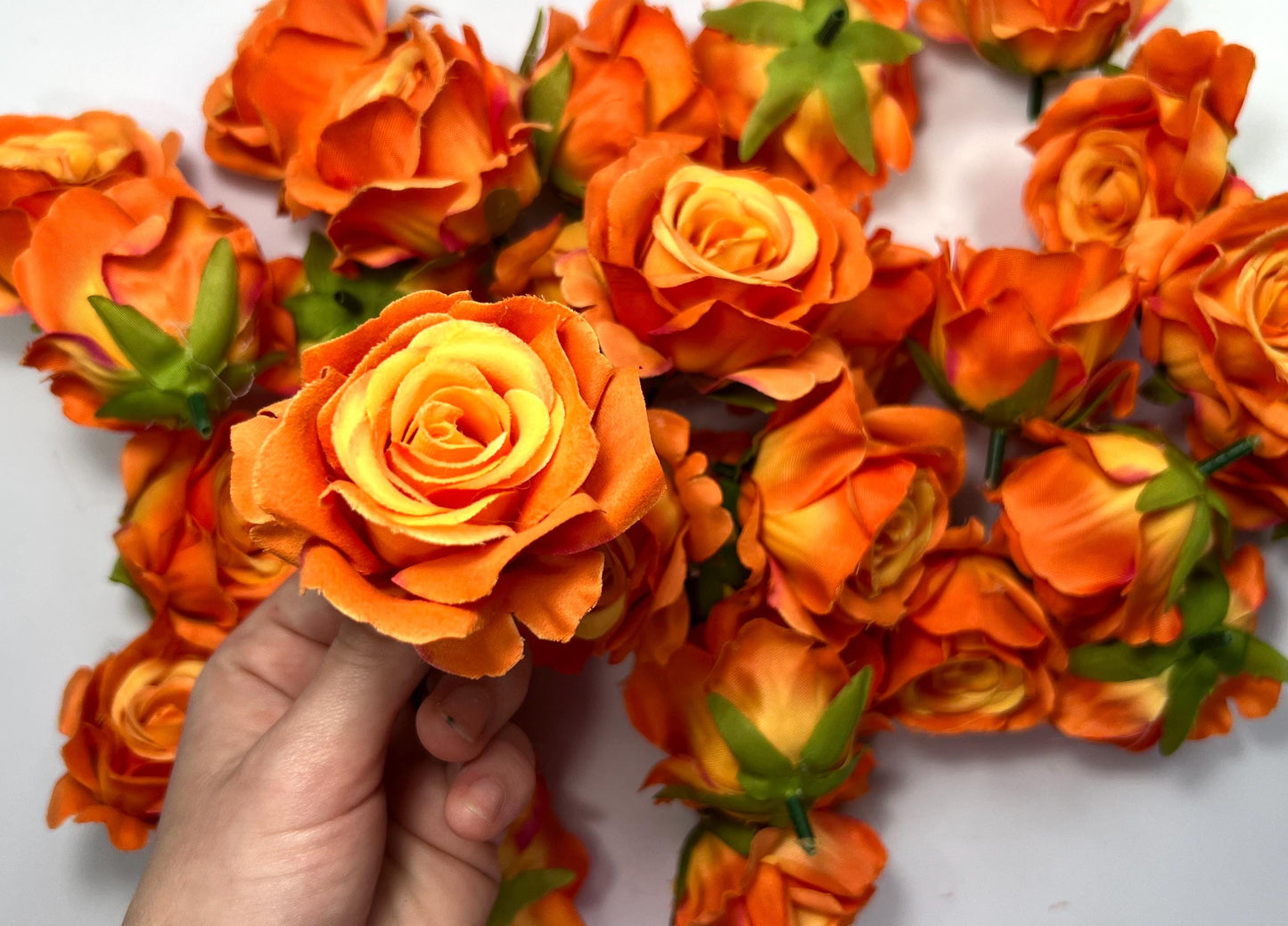 Burnt Orange Rose Heads Wedding Artificial Sunset Orange Rose Small Terracotta Wedding DIY Craft Supplies Rose Head Marigold Home Decor