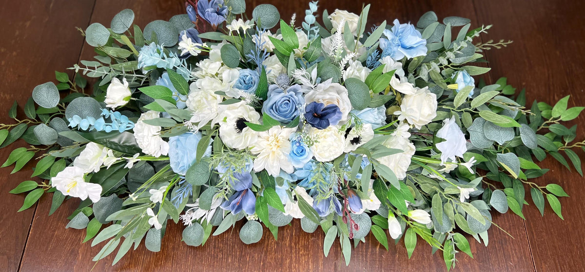 Sky Blue White Sweetheart Wedding Ivory Dusty Blue Sweetheart Blue Table Centerpiece Decor Wedding White Anemone Blue Centerpiece Artiticial