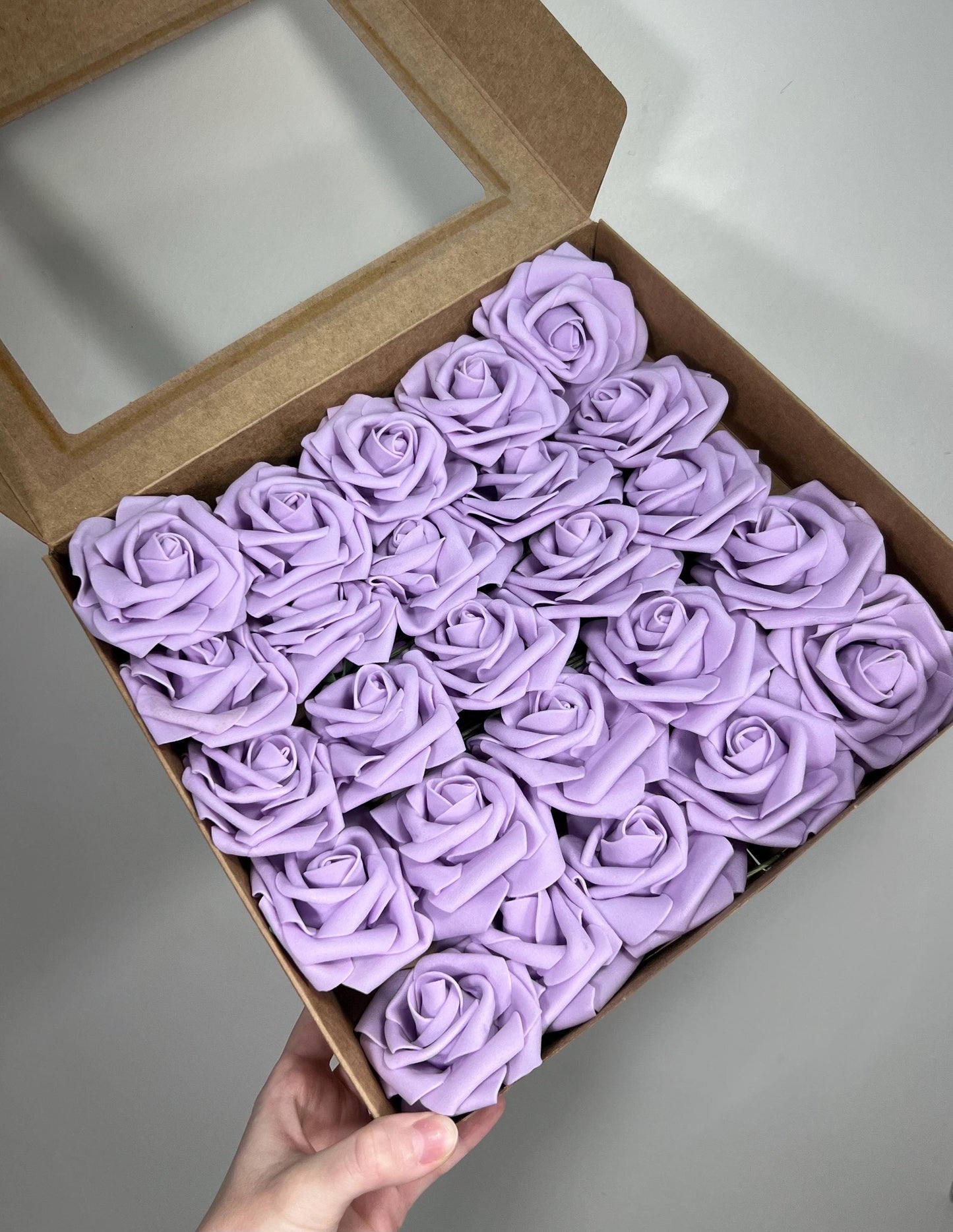 Lavender Flower Artificial Wedding DIY Craft Supplies Purple Rose Wedding Mauve Flower Head with Stem Fake Flowers Lilac Rose Heads