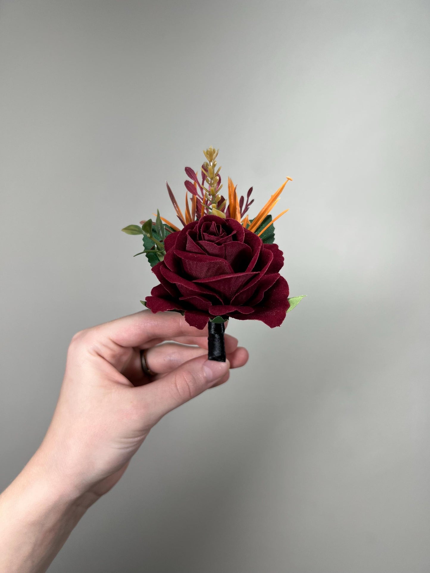 Orange Pocket Boutonniere Terracotta Groom Boutonnière Square Groomsmen Burgundy Burnt Orange Corsage Rust Artificial Flower