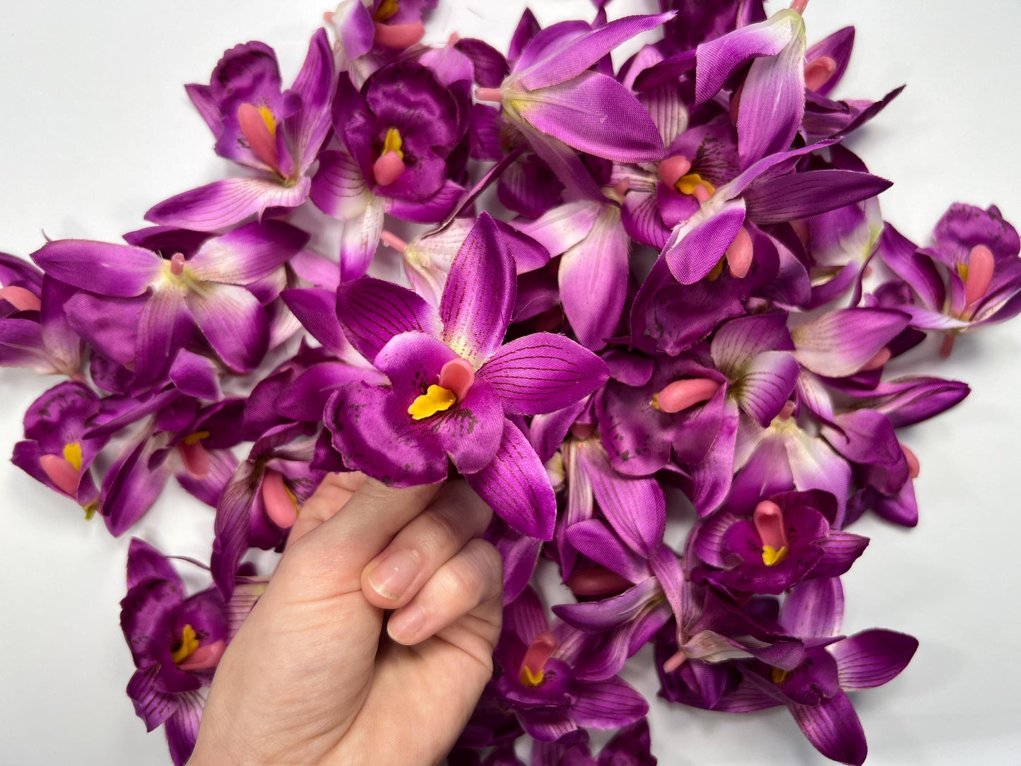 Violet Orchid Heads Artificial 2.5” Dark Purple Orchid Wedding Silk Flower Heads Tropical Deep Purple Flower Faux Orchid Wedding Decor DIY