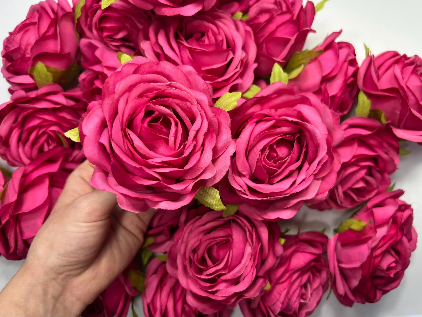 Hot Pink Flower Heads Wedding Fuchsia Artificial Flowers Wedding Pink Rose Head Silk Home Decor Magenta Flower Heads Artificial Hot Pink