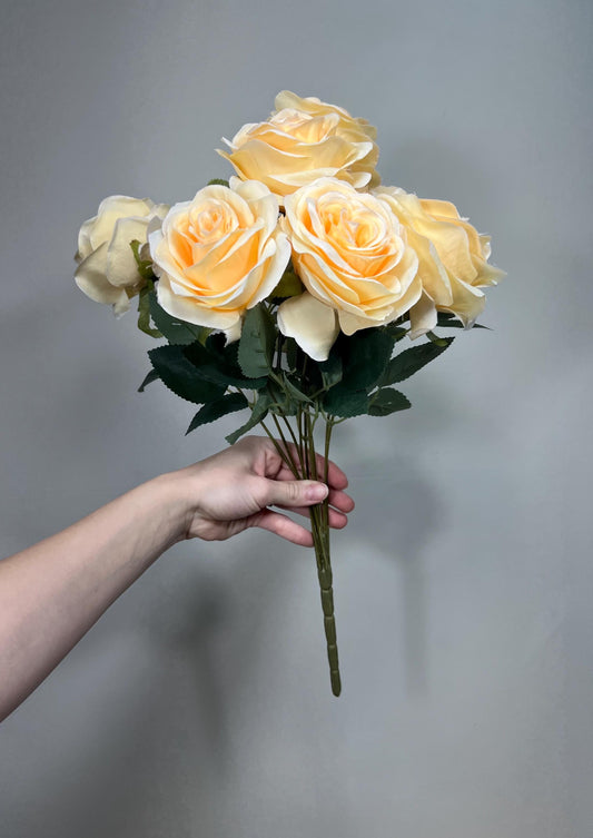 Champagne Flowers 1 Bundle Artificial Cream Flowers Wedding Soft Peach Flowers Silk Bouquet Ivory Flower Heads with Stems Pale Apricot
