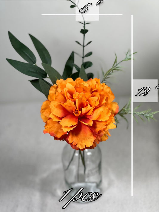 Small Centerpiece 1 Flower Orange Hot Pink Wedding Bud Vase Burnt Orange Single Flower Table Centerpiece Mini Fuchsia Artiticial