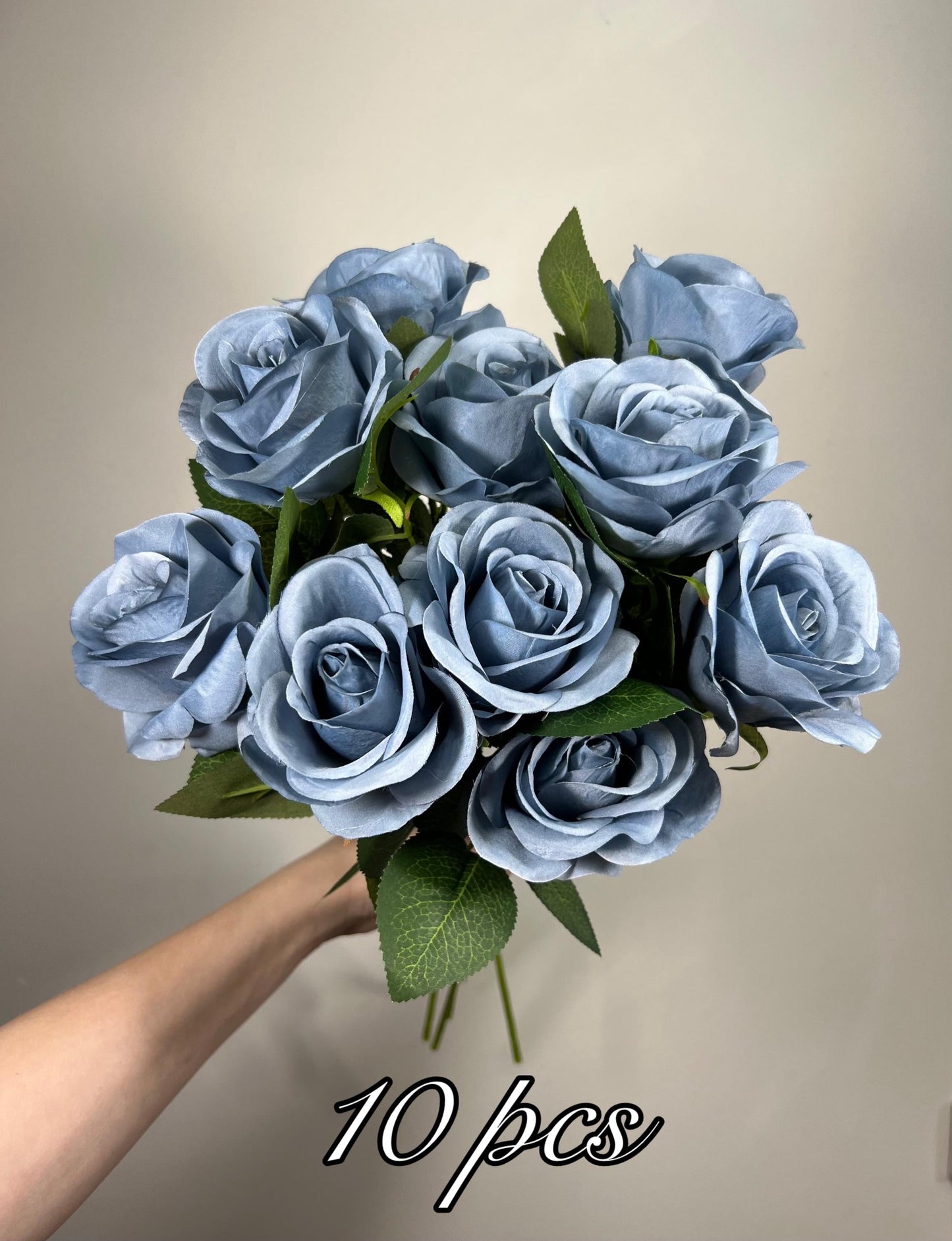 Dusty Blue Roses Artificial Flower Heads with Stem Light Blue Wedding Roses for Bouquet DIY Roses Real Touch Dusty Blue Supplies Flowers
