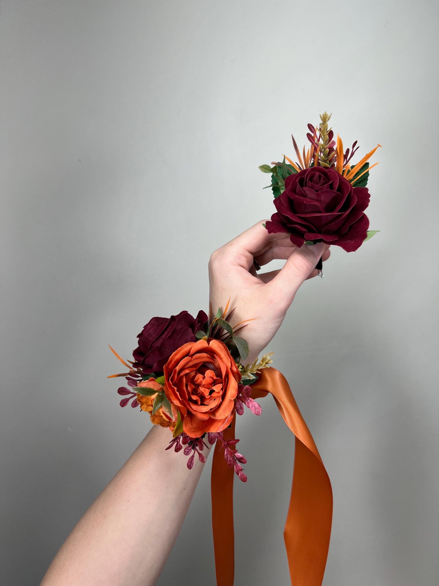 Burgundy Boutonnière Wedding Burnt Orange Wine Red Groom Boutonniere Terracotta Burgundy Groomsmen Boutonnières Fall Artificial Flower