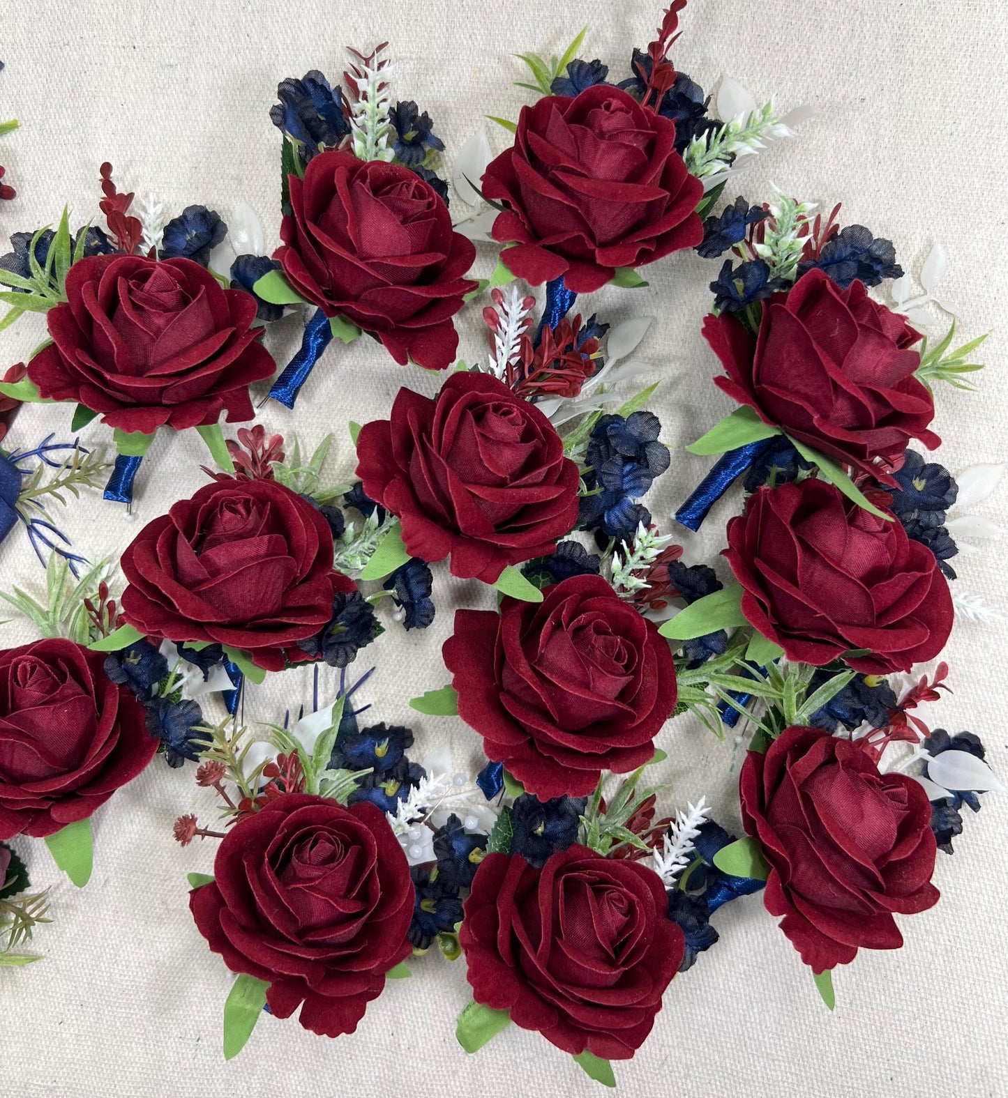 Burgundy Navy Blue Boutonniere Wedding Groom Boutonniere Burgundy Groomsmen Boutonnière Prom Navy Blue Maroon Artificial Flowers Wine Red