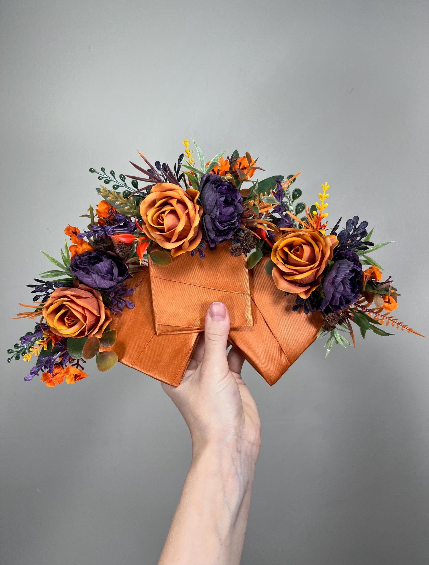 Terracotta Purple Pocket Boutonnière Wedding Plum Burnt Orange Groom Square Boutonnière Rust Groomamen Sunset Boutonnière Dark Purple Fall