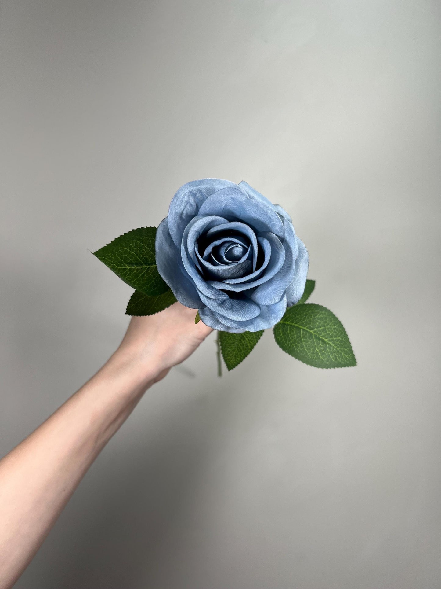 Dusty Blue Roses Artificial Flower Heads with Stem Light Blue Wedding Roses for Bouquet DIY Roses Real Touch Dusty Blue Supplies Flowers