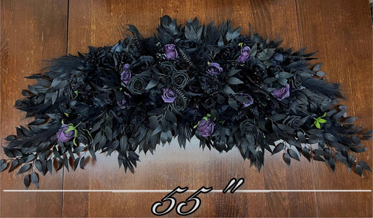 Black Plum Centerpiece Wedding Gothic Black Sweetheart Dark Purple Decor Table Centerpiece Halloween Plum Black Wedding Artiricial Flowers