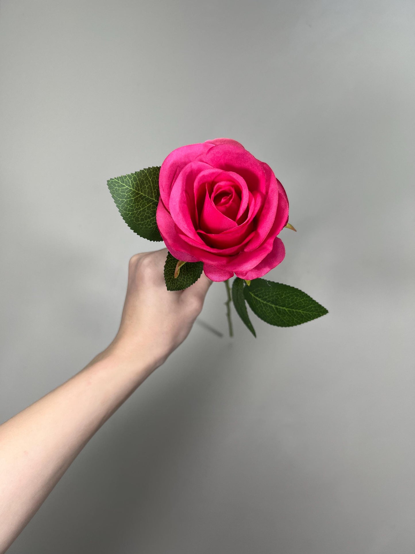 Fuchsia Roses Artificial Flower Heads with Stem Hot Pink Wedding Roses for Bouquet DIY Bright Pink Roses Real Touch Floral Supplies Flowers