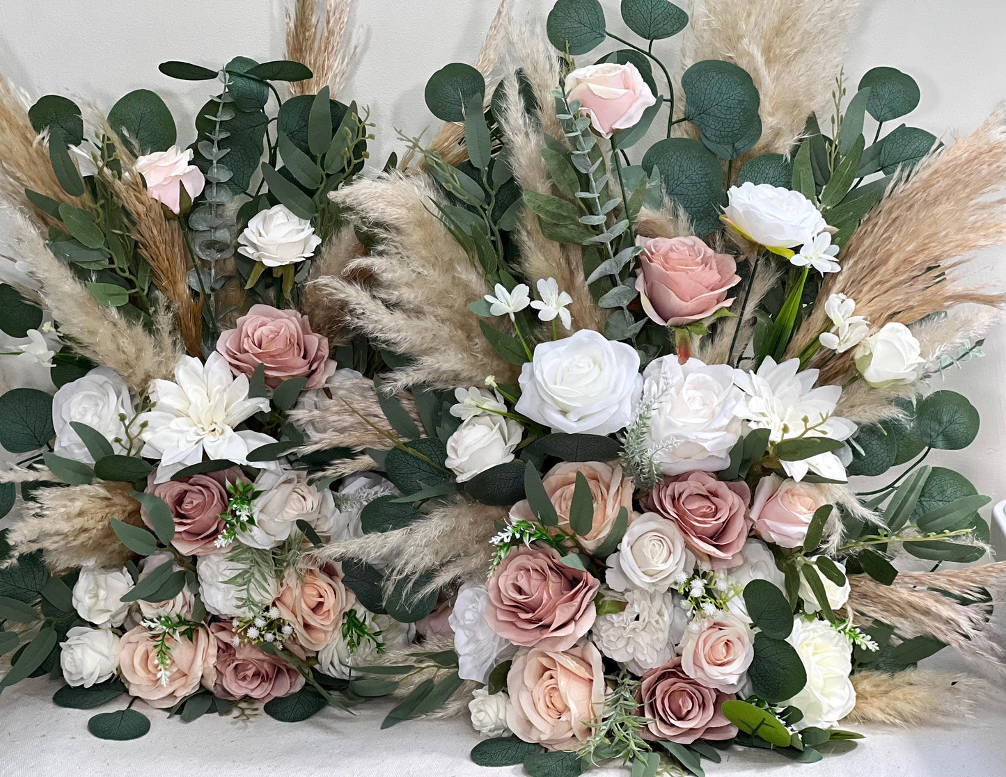 Wedding Aisle Marker Flower Floor Arrangement Whiskey Barrel Décor Pink White Dusty Rose Ground Arch