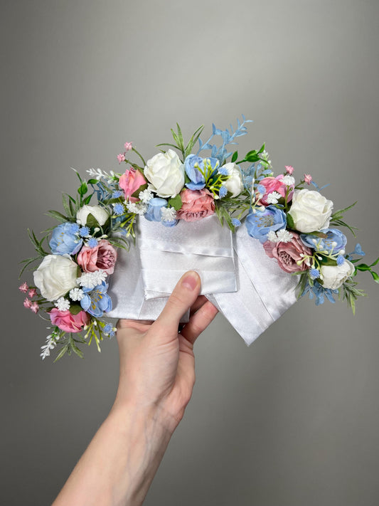 White Blue Pocket Boutonniere Wedding Groom Boutonnière Dusty Rose Square Groomsmen Pocket Pink Boutonniere Dusty Blue Artificial Flower