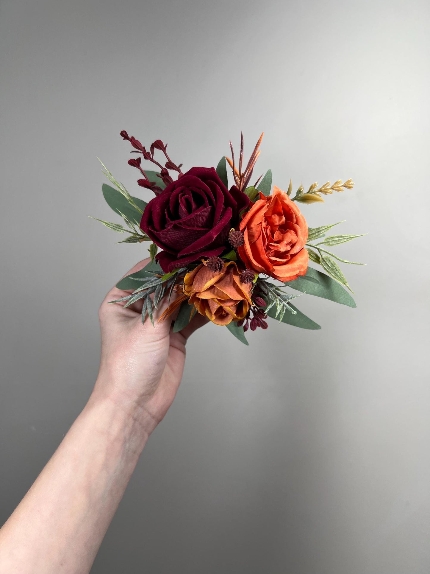 Orange Burgundy Cake Decor Flower Artificial Wedding Terracotta Rust Cake Flower Arrangement Maroon Burnt Orange Sage Green Silk Flower Cake
