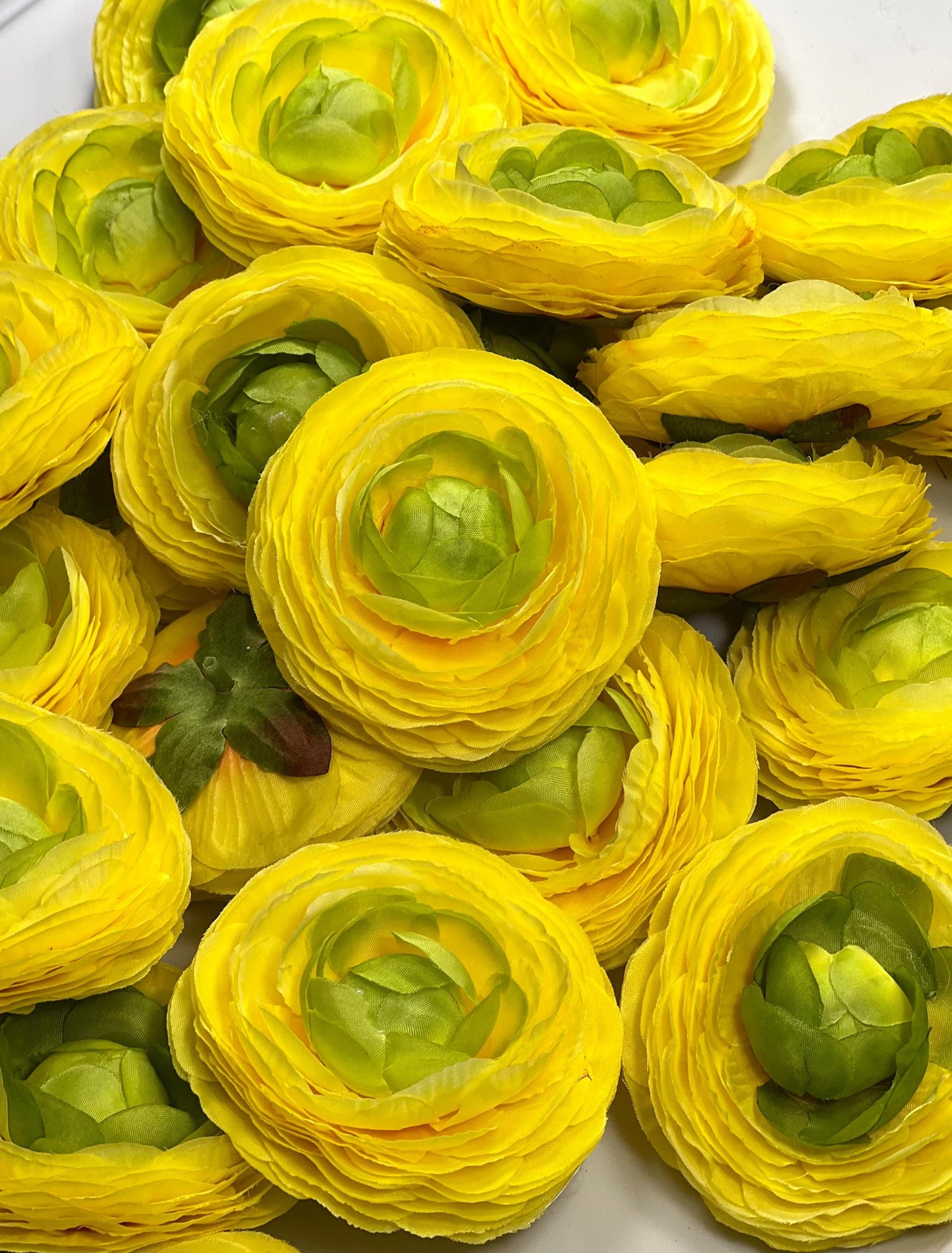 Yellow Ranunculus Flower Heads Wedding Bright Yellow Sunny Flowers Artificial DIY Craft Supplies Buttercup Rununculus Heads Silk Flowers