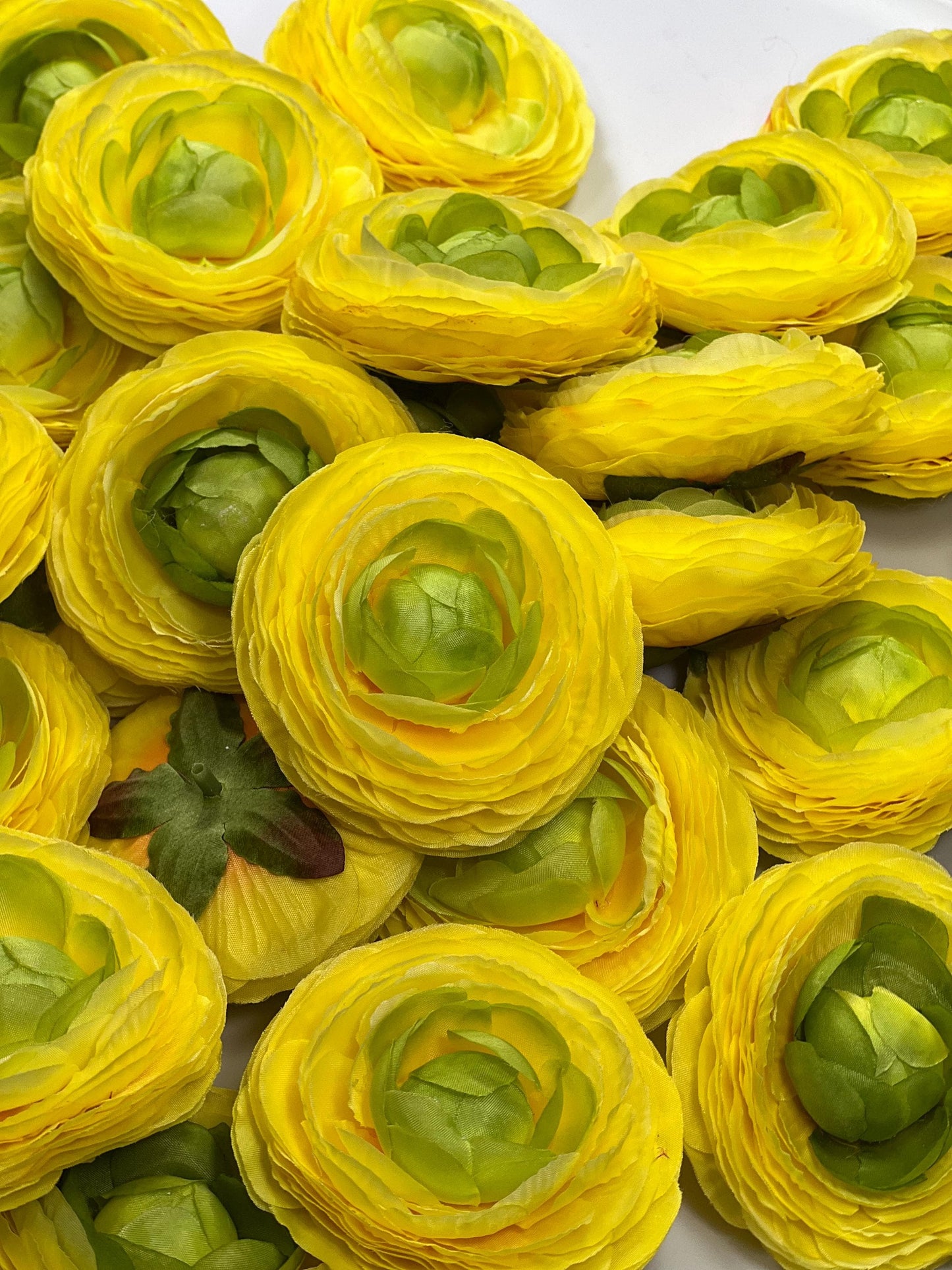 Yellow Ranunculus Flower Heads Wedding Bright Yellow Sunny Flowers Artificial DIY Craft Supplies Buttercup Rununculus Heads Silk Flowers