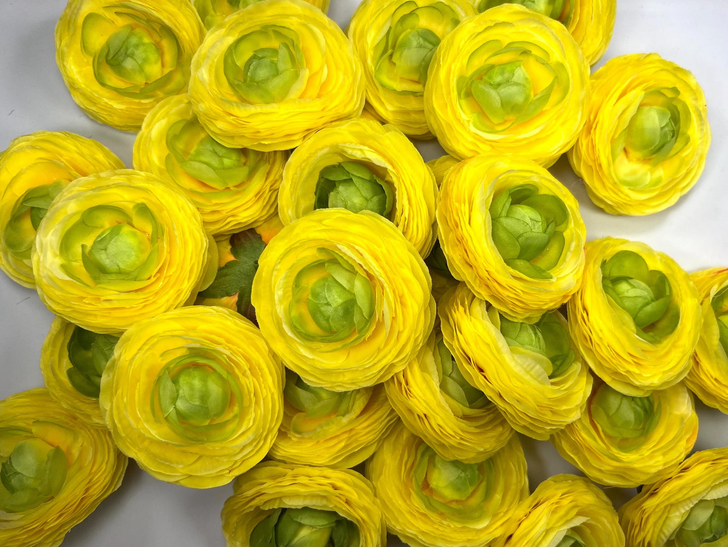 Yellow Ranunculus Flower Heads Wedding Bright Yellow Sunny Flowers Artificial DIY Craft Supplies Buttercup Rununculus Heads Silk Flowers