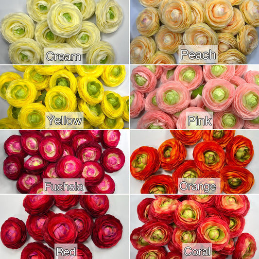 Fuchsia Ranunculus Flower Heads Wedding Hot Pink Flowers Artificial DIY Craft Supplies Bouquet Rununculus Heads Faux Decor Silk Flowers