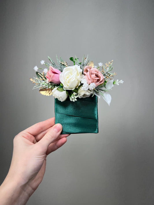 Blush Pocket Boutonnière Dusty Rose Wedding White Groom Square Boutonniere Gold Groomsmen Pocket Boutonniere Artificial Flowers Silk