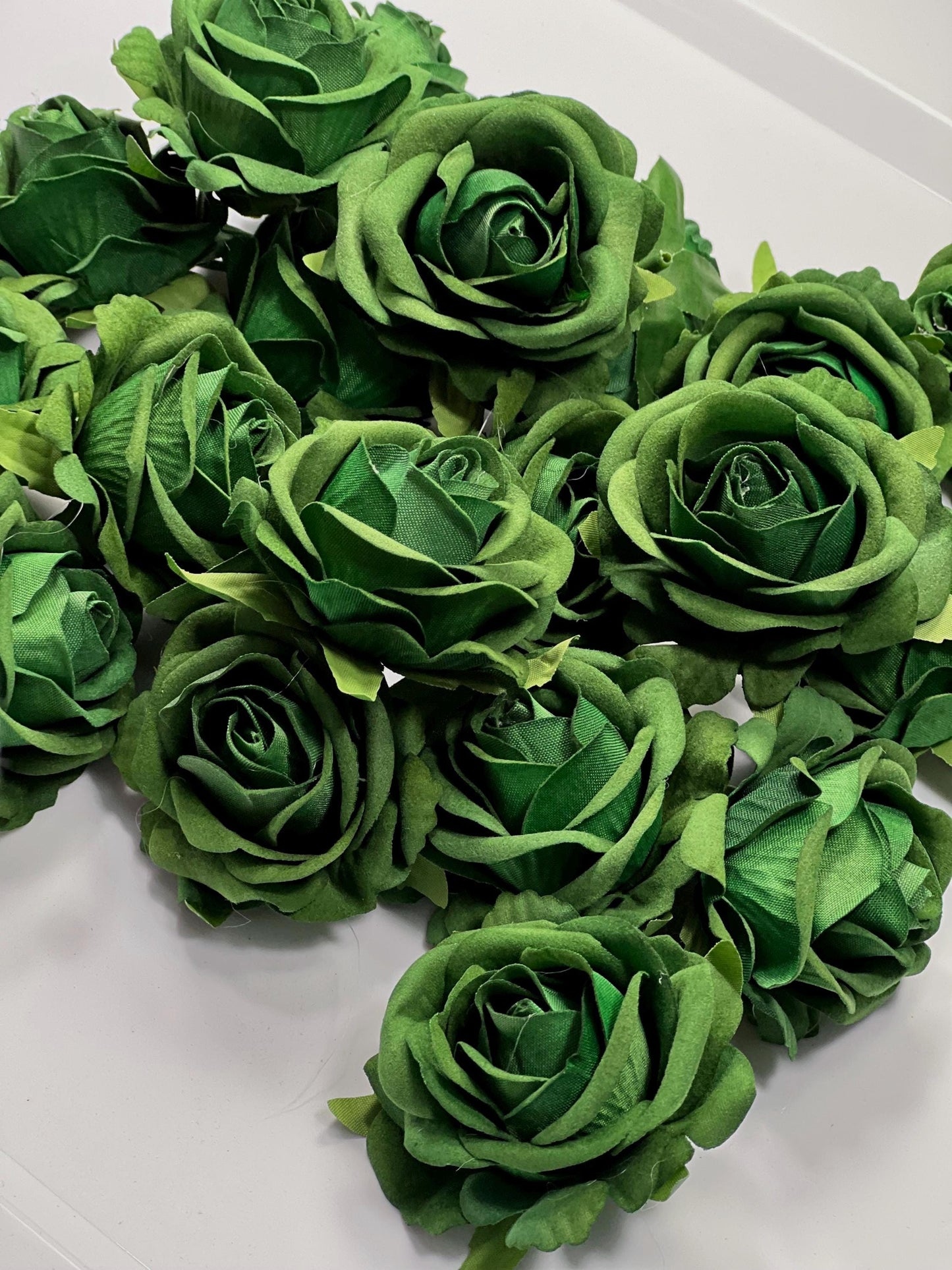Emerald Green Rose 2.5” Small Artificial Green Flower Flower Head Forest Green Hunter DIY Supplies Craft Wedding Deep Green Silk Flowers