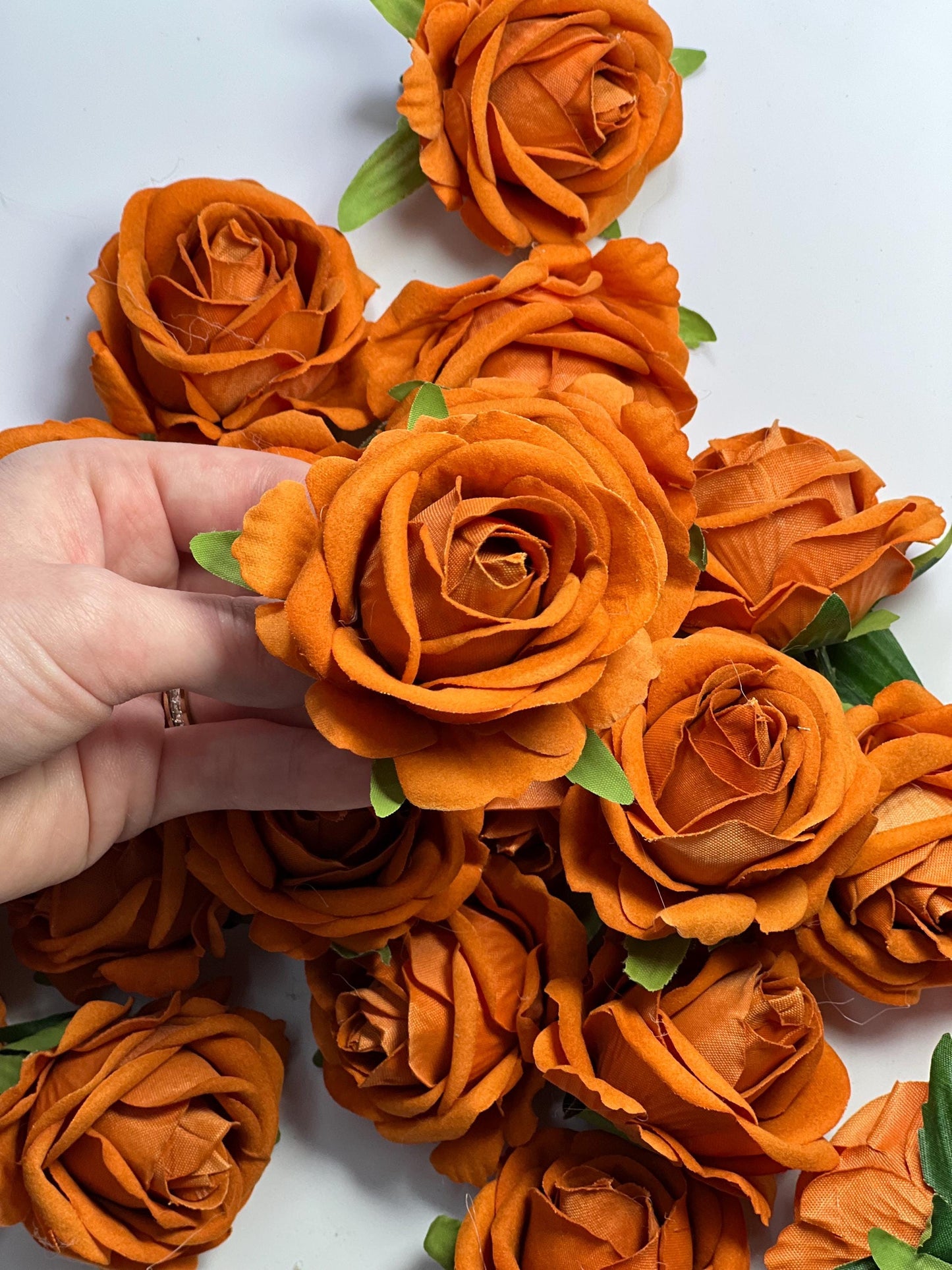 Burnt Orange Rose 2.5” Small Artificial Rust Flower Flower Head Terracotta DIY Supplies Craft Wedding Pumpkin Rose Silk Flowers Orange