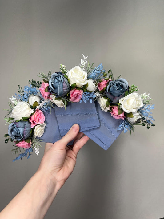 Dusty Blue Blush Pocket Boutonnière Wedding Blue Dusty Rose Pocket Boutonniere Groom Pink Groomsmen Square Boutonniere White Dusty Blue Pink