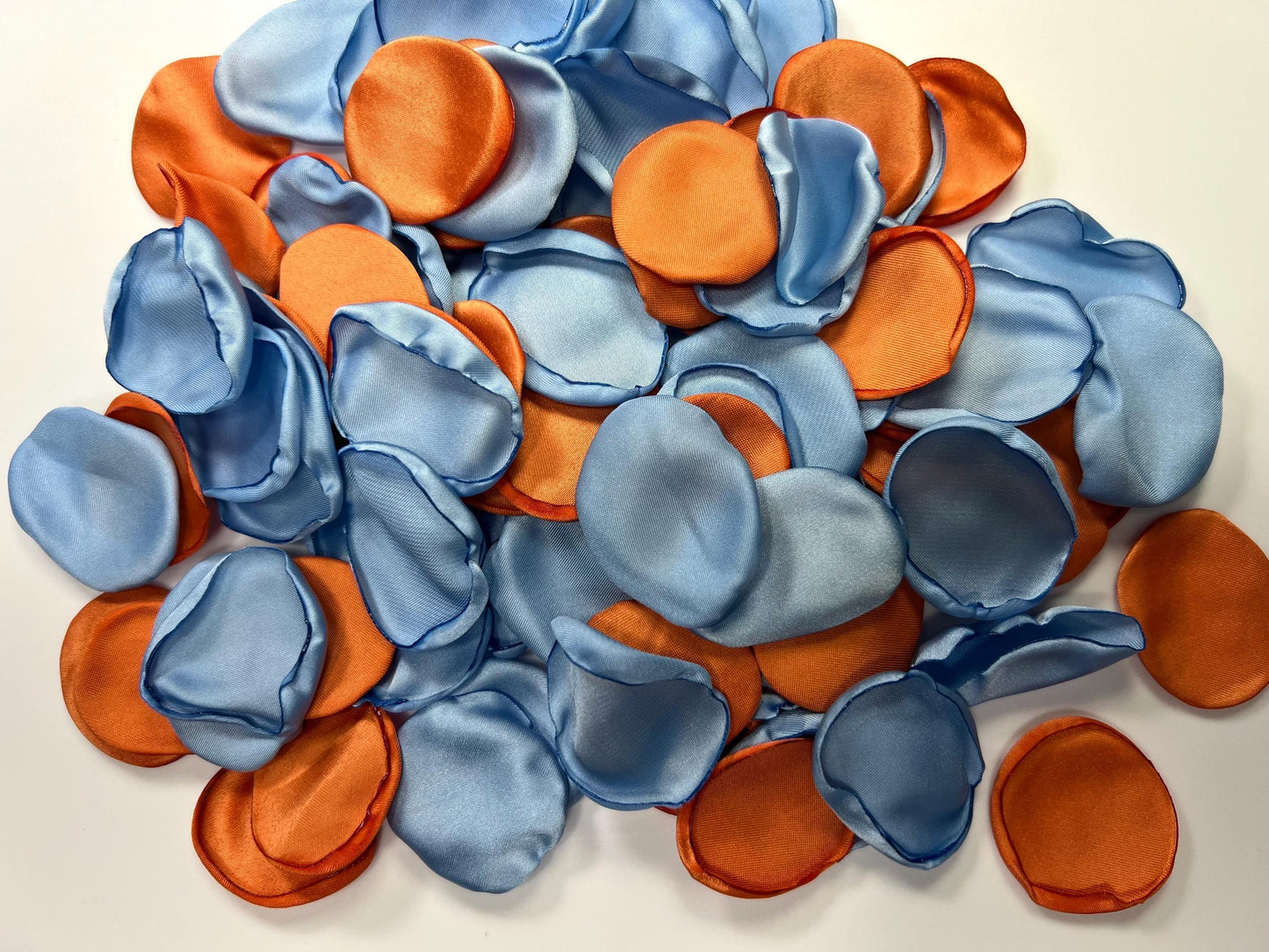 Blue Orange Petals Wedding Decor Flower Girl Petals Dusty Blue Sky Burnt Orange Wedding Aisle Decor Flower Petals Satin Terracotta Ceremony