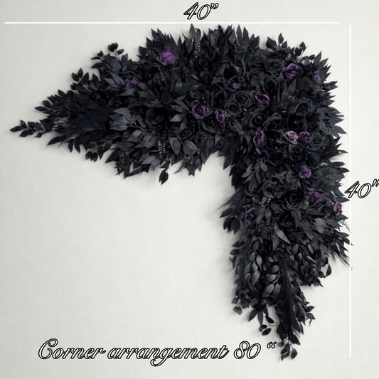 Corner Arch Arrangement Black Plum Wedding Gothic Arbor Arrangements Dark Purple Arch Corner Piece Black Artificial Flowers Decor Wedding