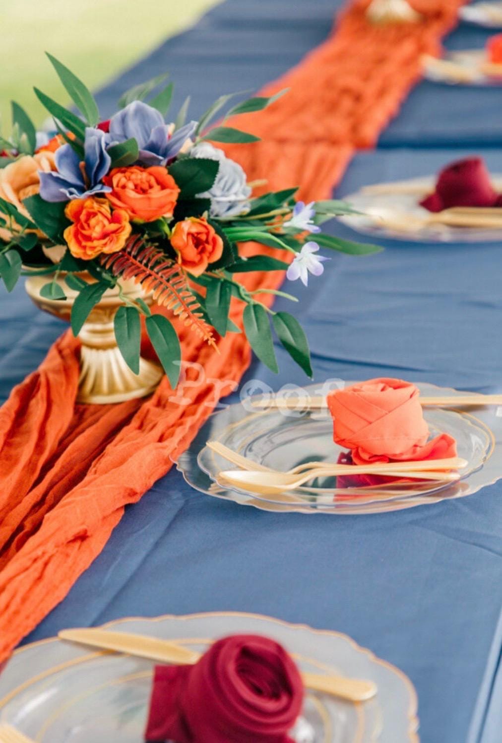Burgundy Terracotta Arch Arrangement Wedding Rustic Burnt Orange Dusty Blue Arbor Arrangement Flowers Artificial Rust Maroon Eucalyptus