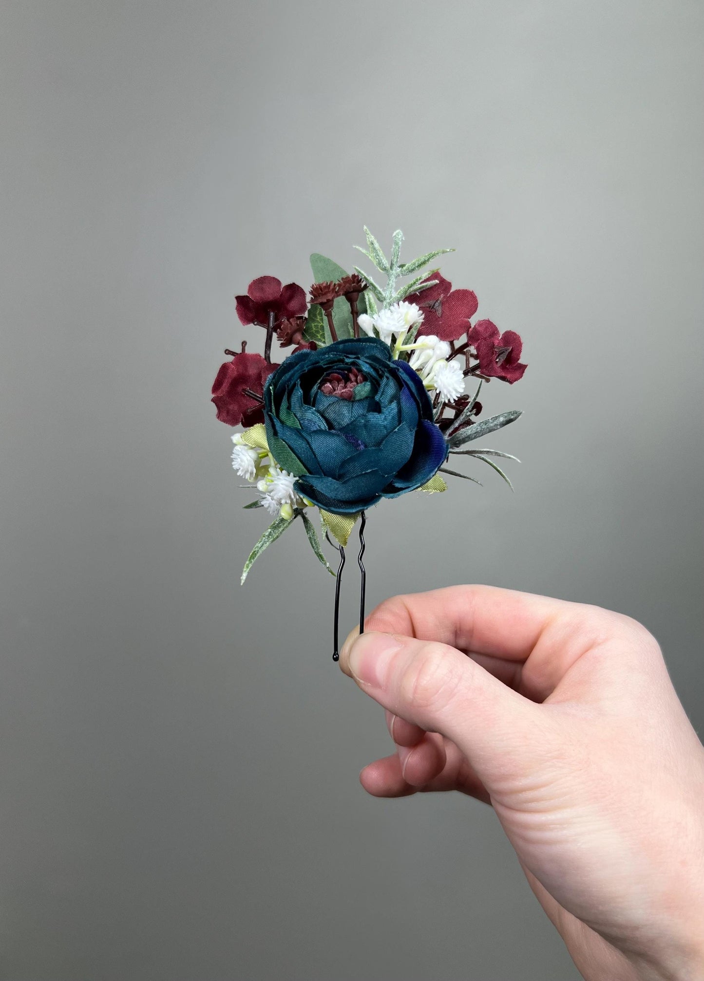 Teal Burgundy Boutonnière Wedding Groom Boho Dark Teal White Maroon Boutonniere Groomsmen Pampas Grass Teal Blue Eucalyptus Artificial