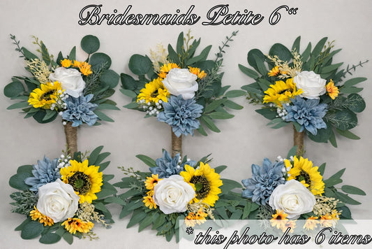 Sunflower Bouquet Bridal White Sunflower Bouquet Dusty Blue Sunflower Bridesmaids Bouquet Blue Sunflower Artificial Flowers Reddit