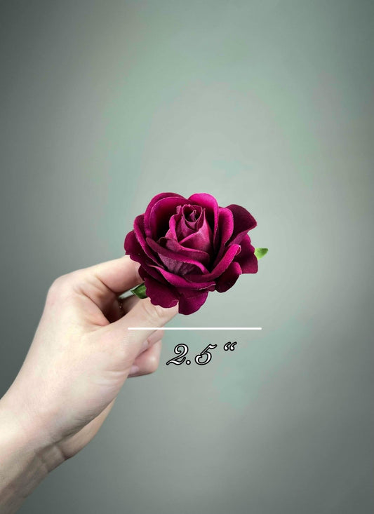 Fuchsia Rose 2.5” Small Artificial Magenta Flower Heads Dark Pink Hot DIY Supplies Craft Bouquet Wedding Raspberry Pink Silk Flowers Faux