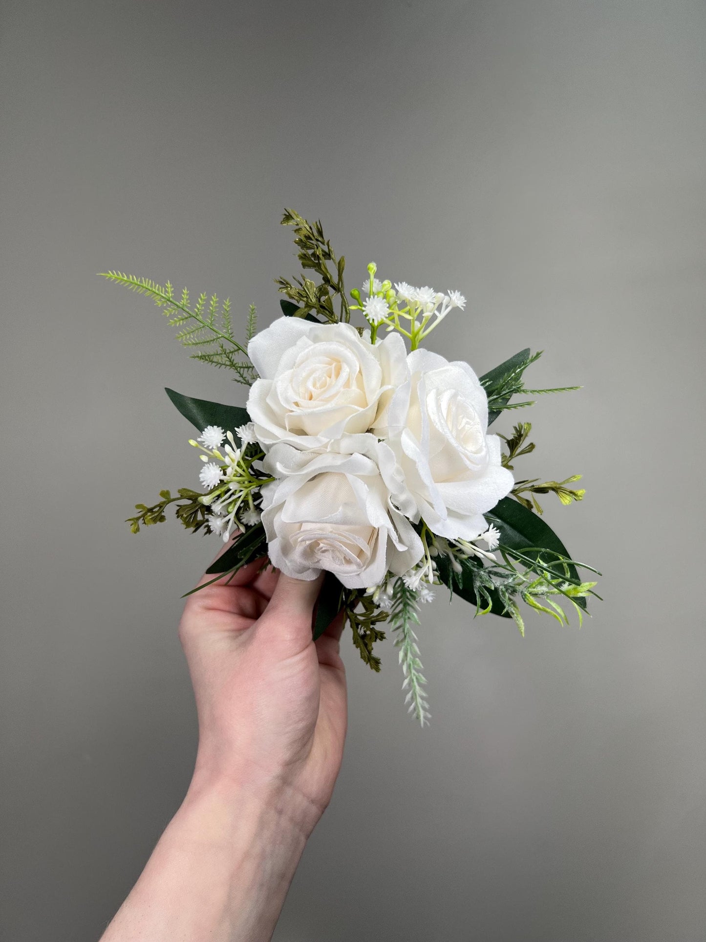 White Artificial Cake Flowers, Wedding White Ivory Roses for Cake Decor Topper