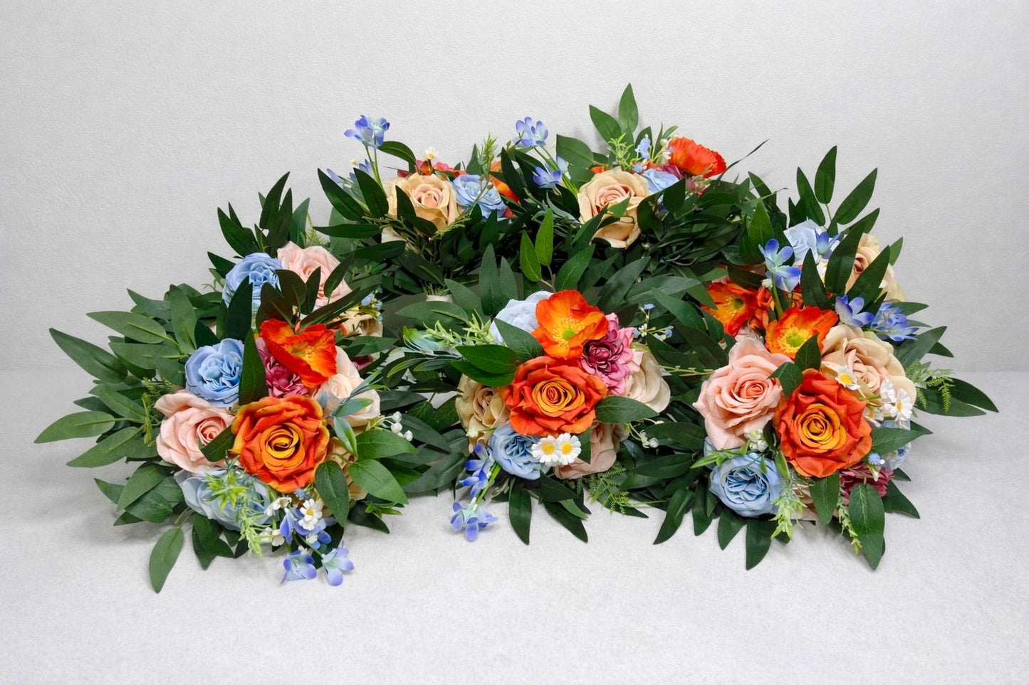 Colorful Wildflower Wedding Bouquet, Bridal Orange Blue Pink Bridesmaids Bouquet, Rustic Spring Garden Bouquet