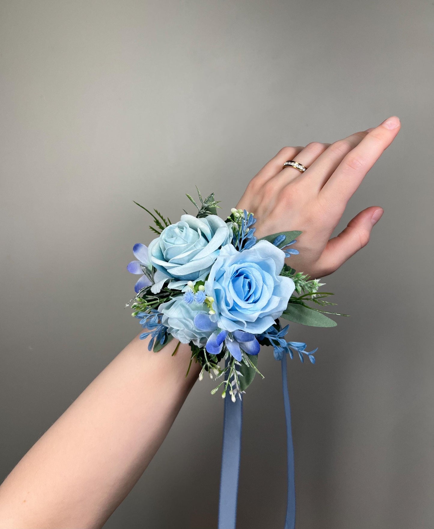 Light Blue Corsage, Wedding Blue Rose Wrist Corsage, Rustic Dusty Blue Bridesmaids Corsage Reddit