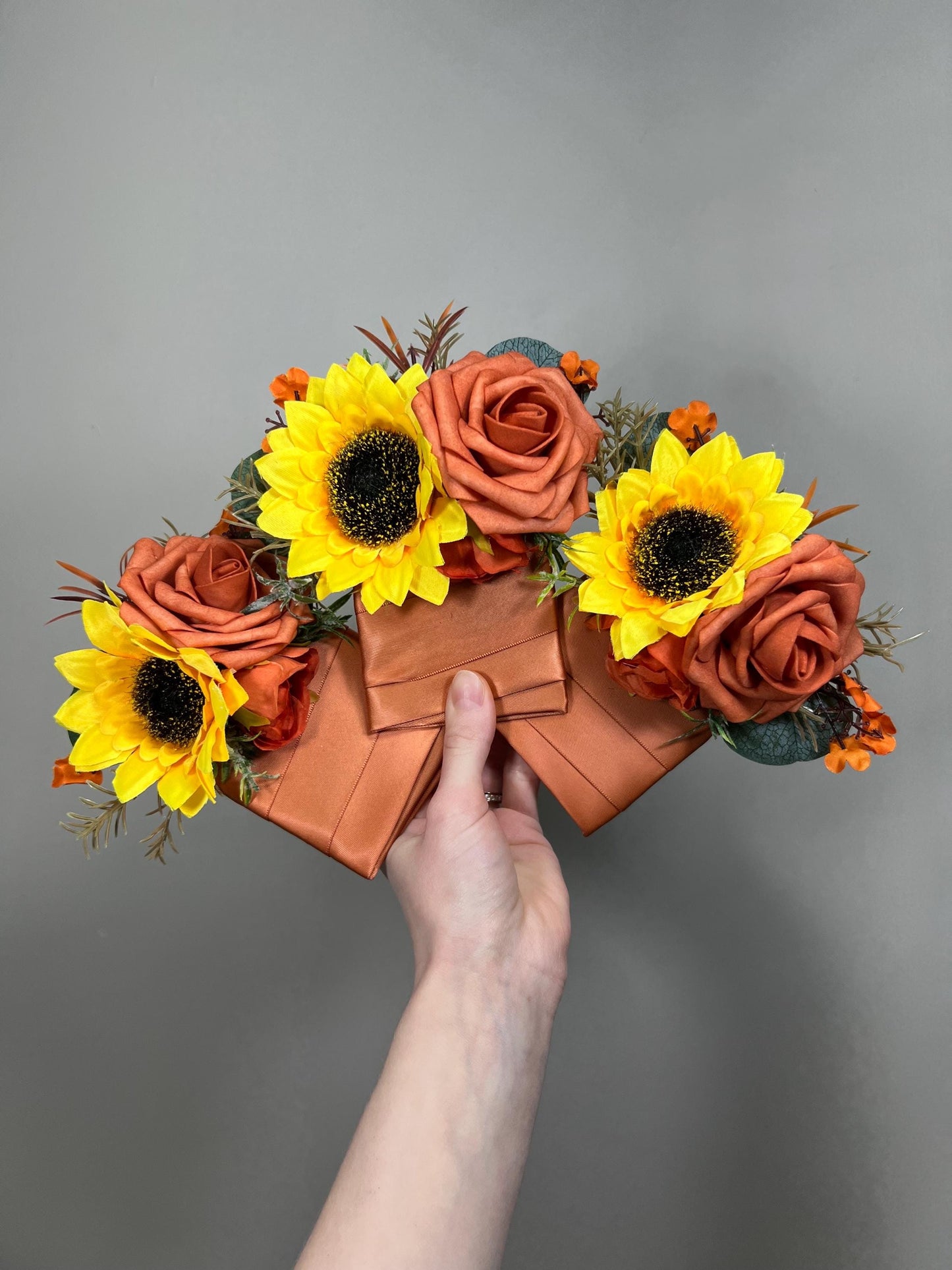 Sunflower Pocket Boutonniere, Burnt Orange Fall Wedding Groom Flower, Rustic Terracotta Groomsmen Pocket Square