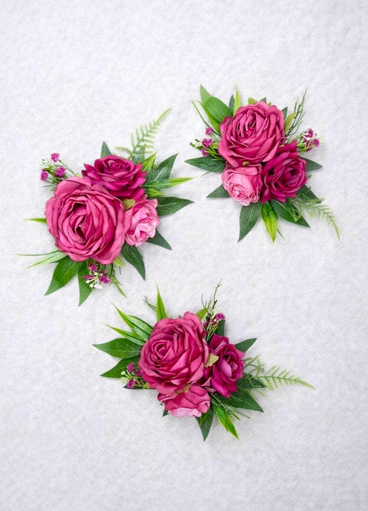 Hot Pink Fuchsia Cake Flowers, Pink Wedding Cake Decor, Floral Cake Topper, Silk Flower Cake Decoration, Rustic Cake Arrangement Faux