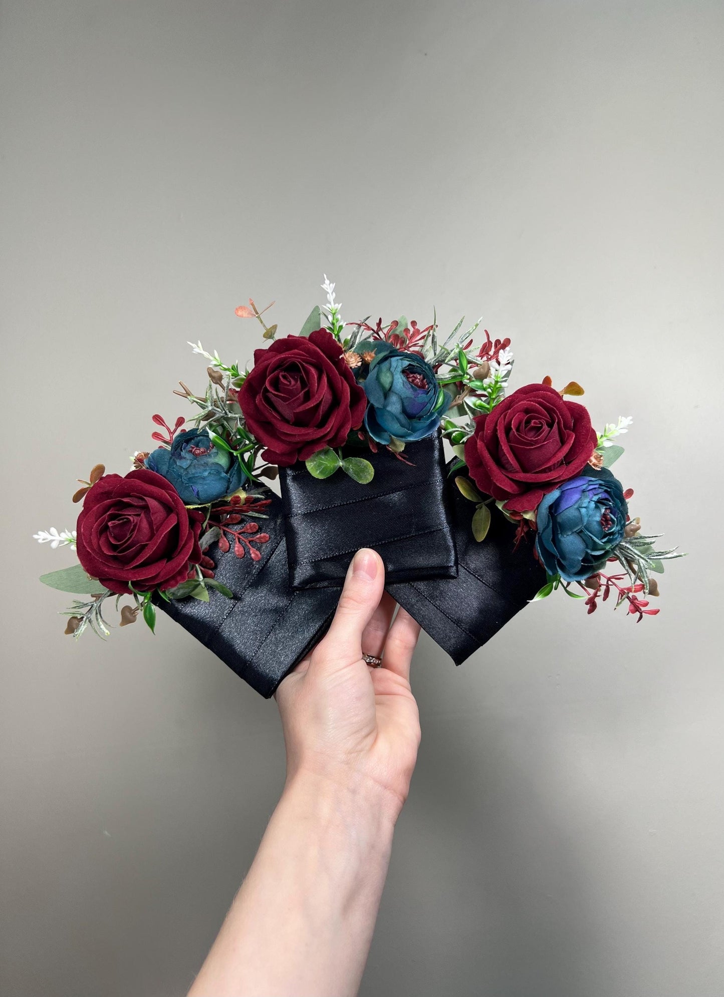 Teal Burgundy Boutonnière Wedding Groom Boho Dark Teal White Maroon Boutonniere Groomsmen Pampas Grass Teal Blue Eucalyptus Artificial