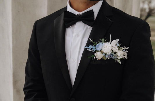 Blue Pocket Boutonniere Wedding Dusty Blue White Groom Boutonnière Square Blue Ivory Light Blue Groomsmen Boutonniere Pocket Sky Blue