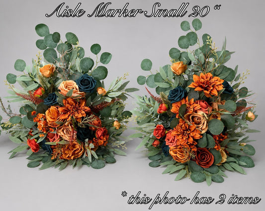 Teal Orange Bouquet Wedding Bridal Terracotta Dark Teal Bridesmaids Bouquet Rust Teal Blue Fall Bouquet Sage Eucalyptus Artificial Flower