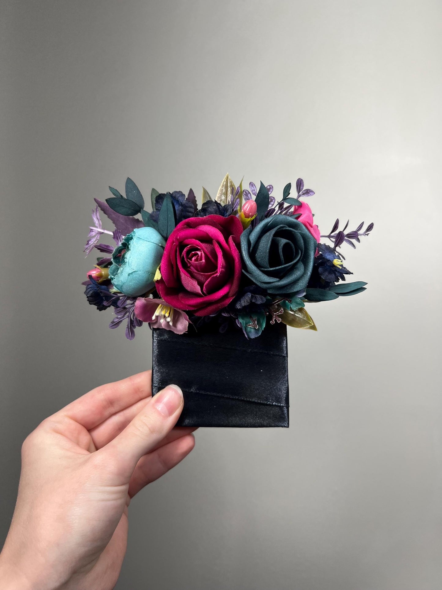 Jewel Tones Cascading Bouquet, Wedding Bridal Turquoise Teal Blue Hot Pink Bouquet, Plum Dark Purple Navy Blue Bridesmaids Bouquet Reddit