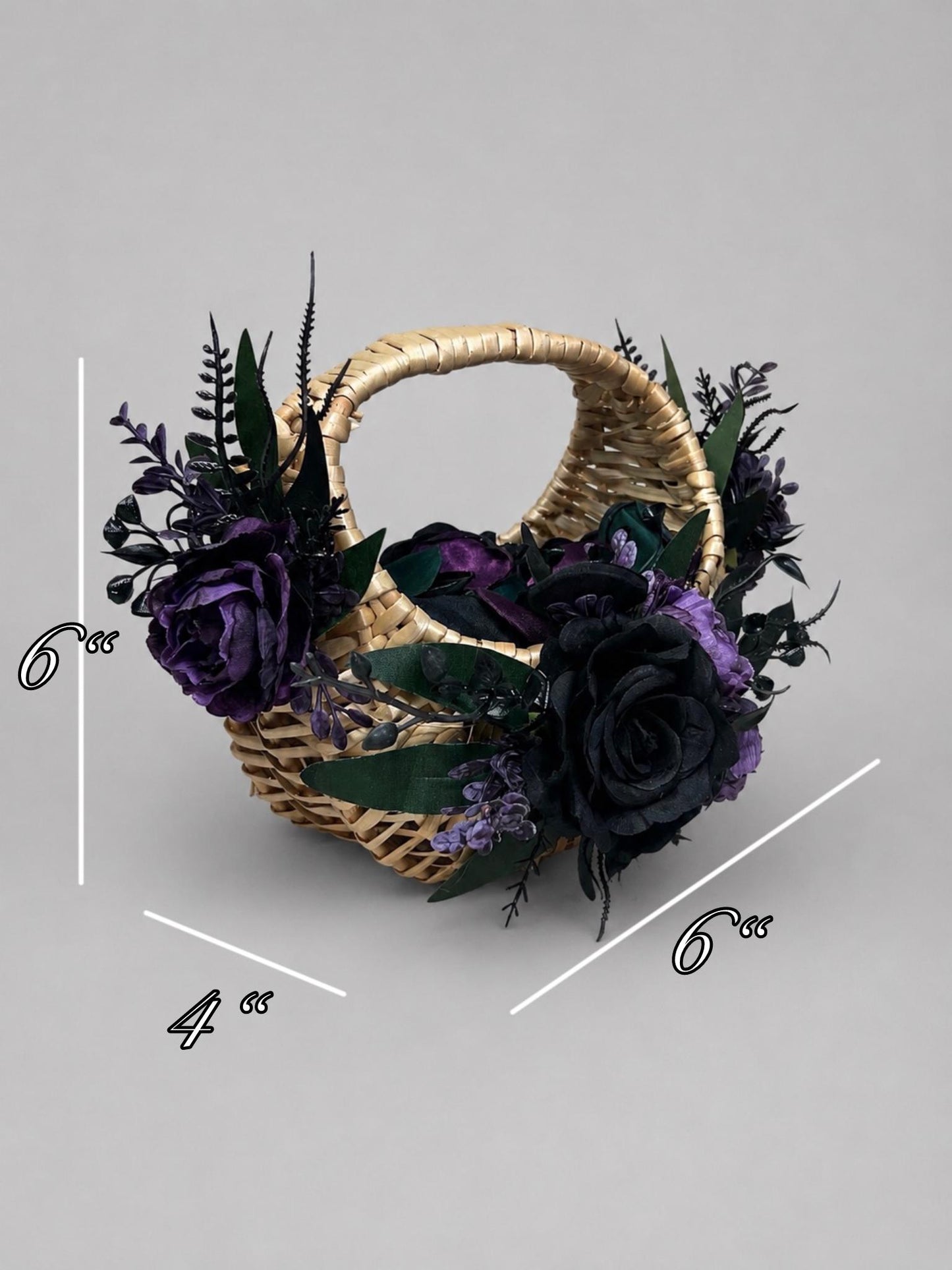 Gorhic Flower Girl Basket, Black Dark Purple Wedding Basket, Plum Blqck Flower Basket for Petals, Moody Ceremony Basket Woven Rattan Reddit