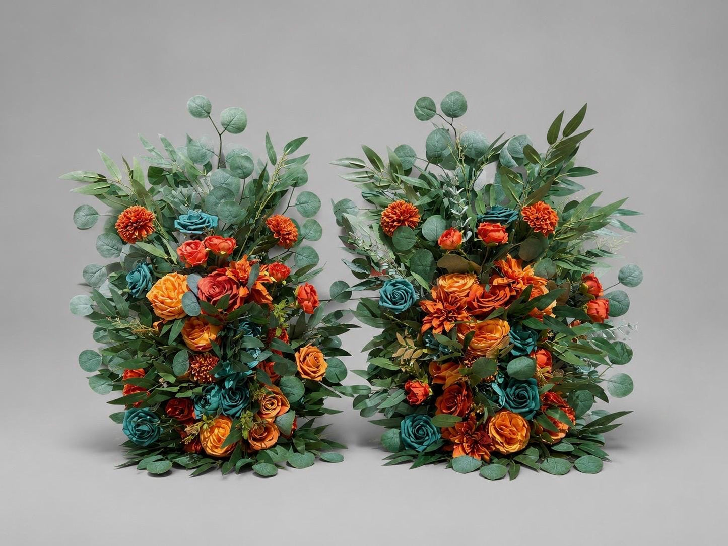 Burnt Orange & Teal Blue Aisle Markers, Wedding Aisle Decor, Terracotta Dark Teal Ceremony Flowers, Eucalyptus Wedding Decorations Reddit