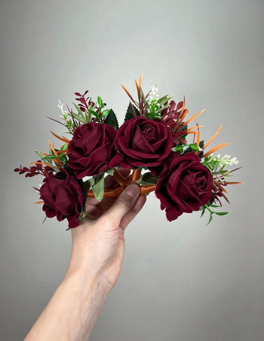 Burgundy Dusty Rose Terracotta Bouquet Wedding Bridal Fall Bouquet Bridesmaid Flowers Rust Burnt Orange Bouquet Faux Artificial Bouquet