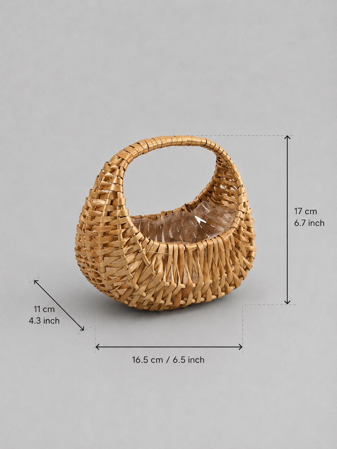 Flower Girl Basket, Rustic Rattan Wedding Petal Basket, Boho Wicker Flower Basket, Natural Oval Basket With Built In Handle