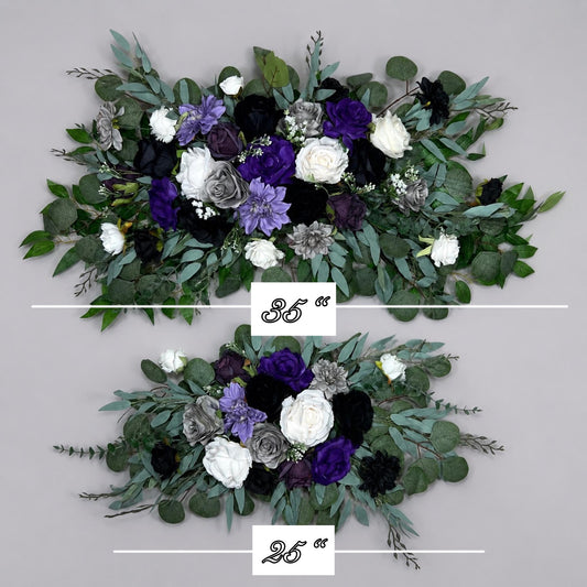 Black Purple Arch Arrangement Wedding Plum White Arbor Arrangement Dark Purple Royal Gothic Artificial Flowers Eucalyptus Greenery Reddit